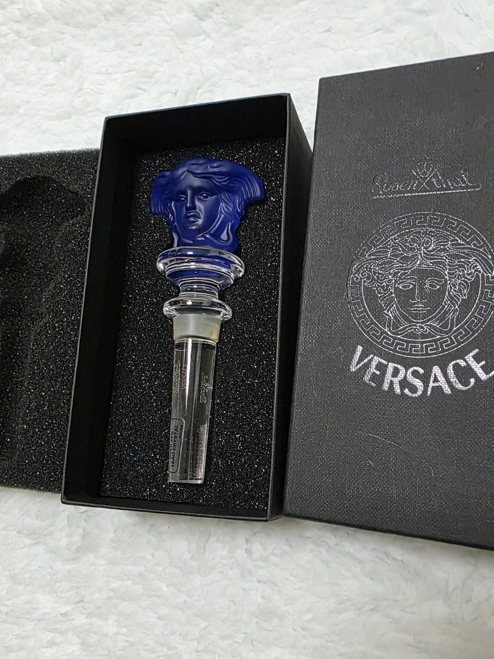 NEW Rosenthal Versace Medusa Cobalt Blue Crystal Bottle Stopper w/ Original Box